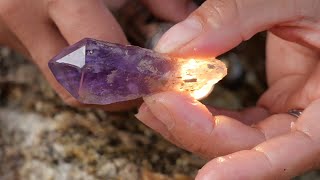 I found a complete amethyst and tested the hardness! Citrine, gemstone, diamond, sapphire, amethyst