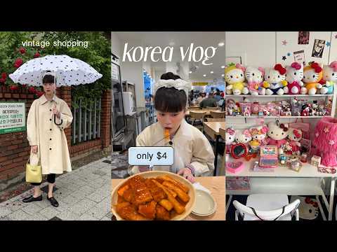 Korea Vlog: cheap stationery store, spicy tteokbokki mukbang & vintage shopping