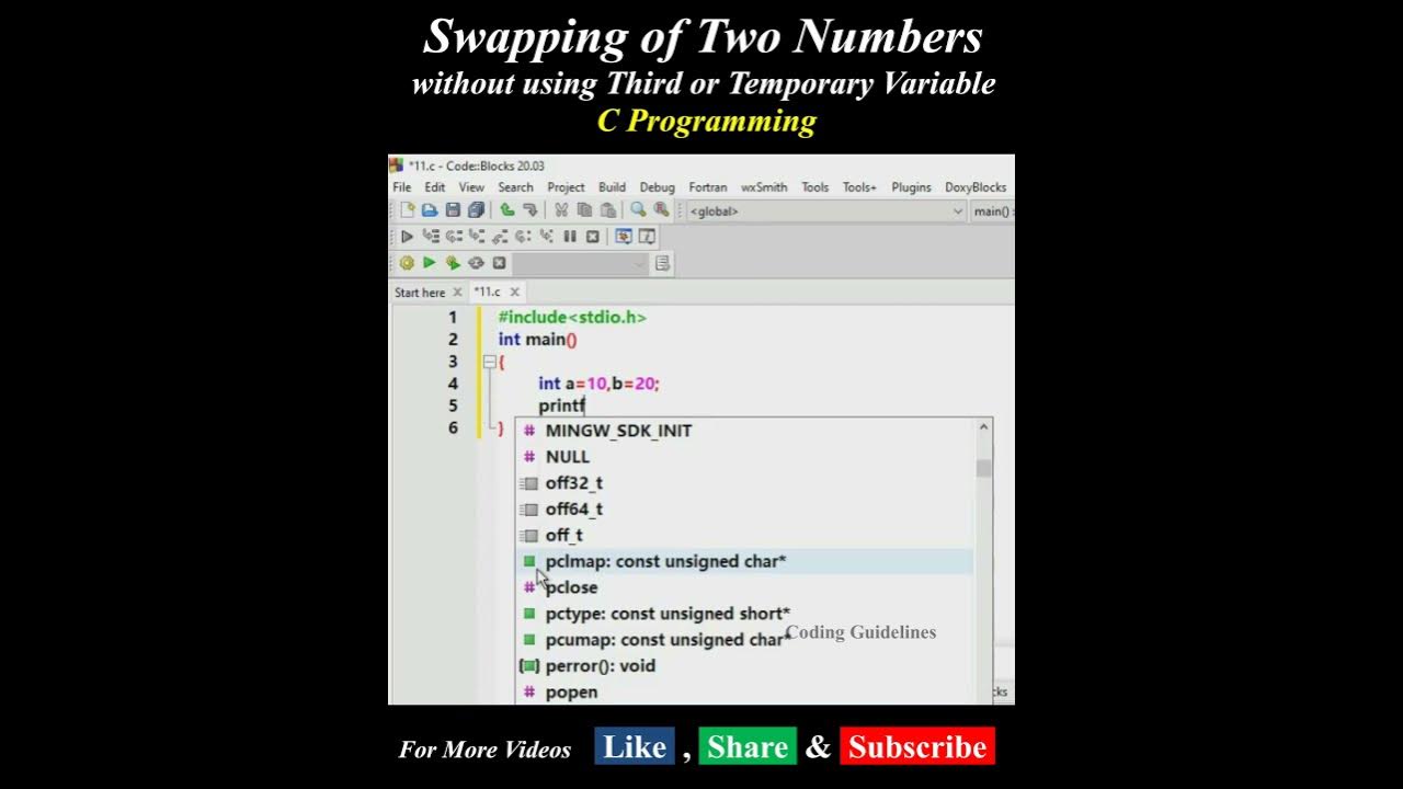 Swapping of Two Numbers without using Third or Temporary Variable | C ...