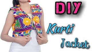 How to make Jacket for Kurti/Short Jacket Cutting & Stitching/Kurti Jacket Making/10 Minutes DIY