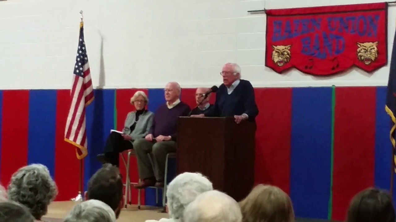 Bernie announces campaign for Single Payer, Universal Health Care today at Hardwick Vt High School