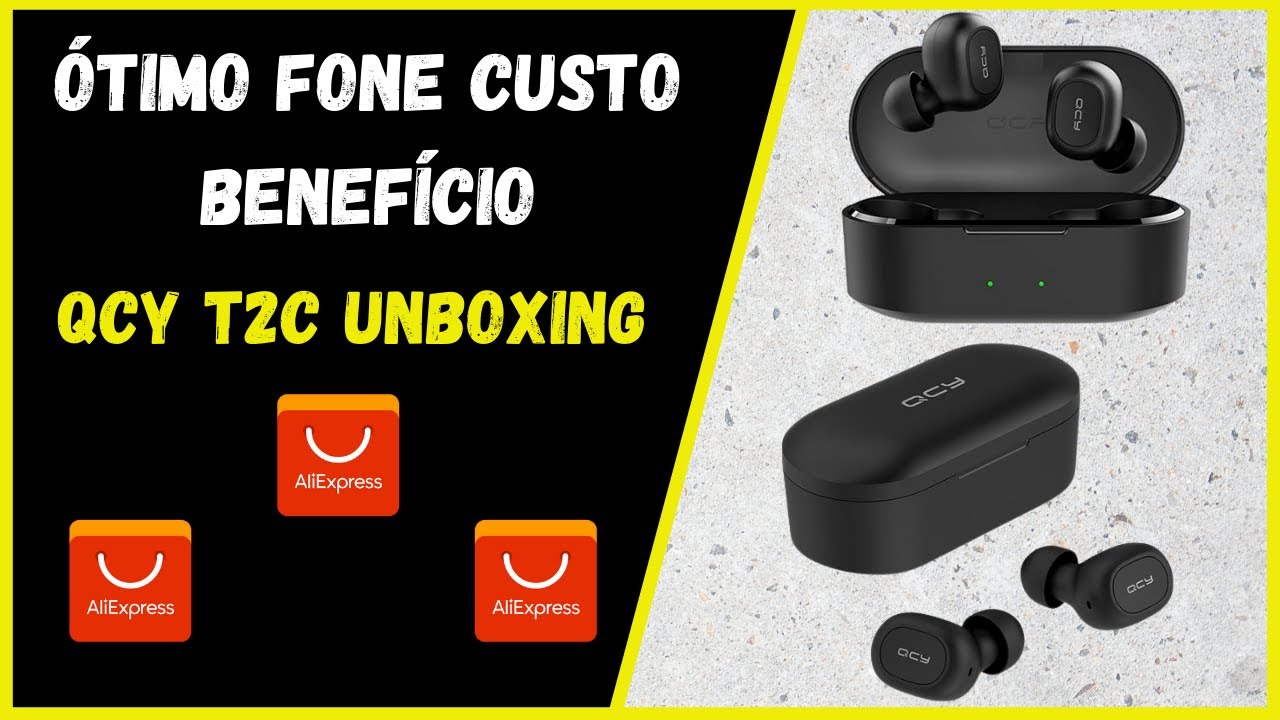 FONE DE OUVIDO BLUETOOTH BARATO DO ALIEXPRESS - QCY T2C OU T1C POWER  UNBOXING - YouTube