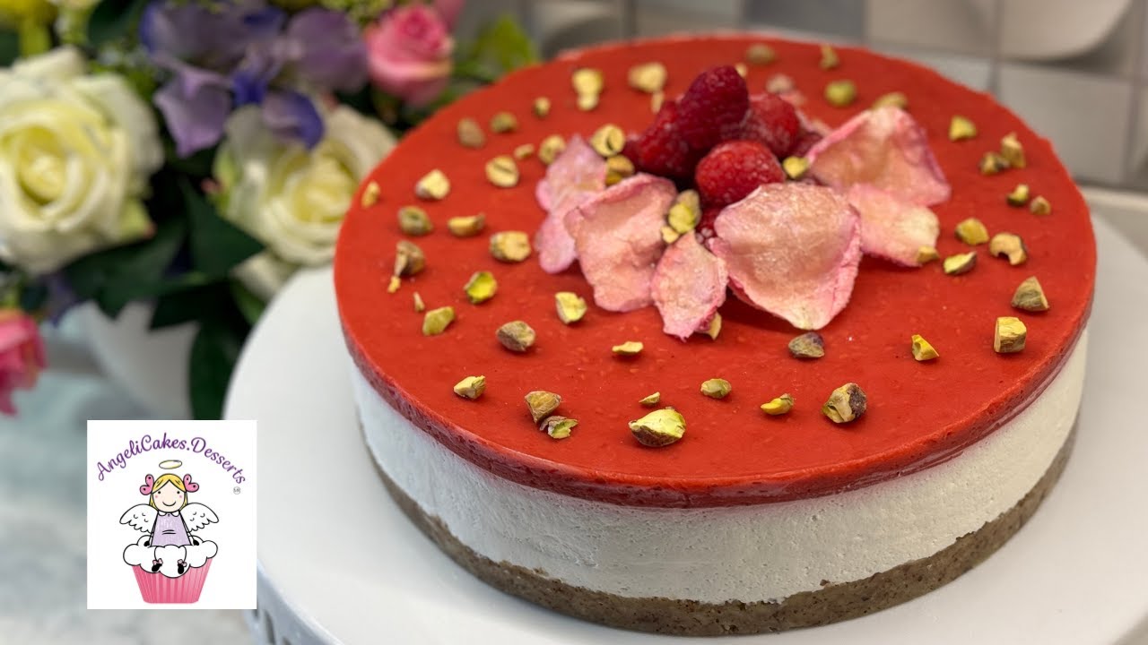 CHEESECAKE DE ROSAS Y FRAMBUESAS SIN AZUCAR,  SIN HORNO, SIN HARINA by ANGELICAKES.DESSERTS