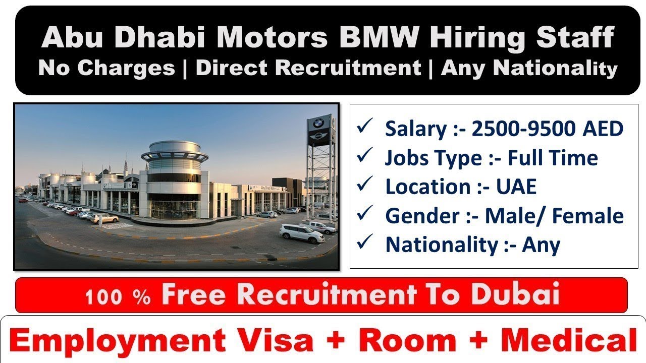 Abu Dhabi Motors BMW Jobs In UAE 2023 #jobsindubai #dubaijobs - YouTube