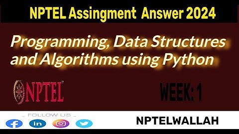 Programming, Data Structures and Algorithms using Python || NPTEL week 1 answers 2024 || #nptel