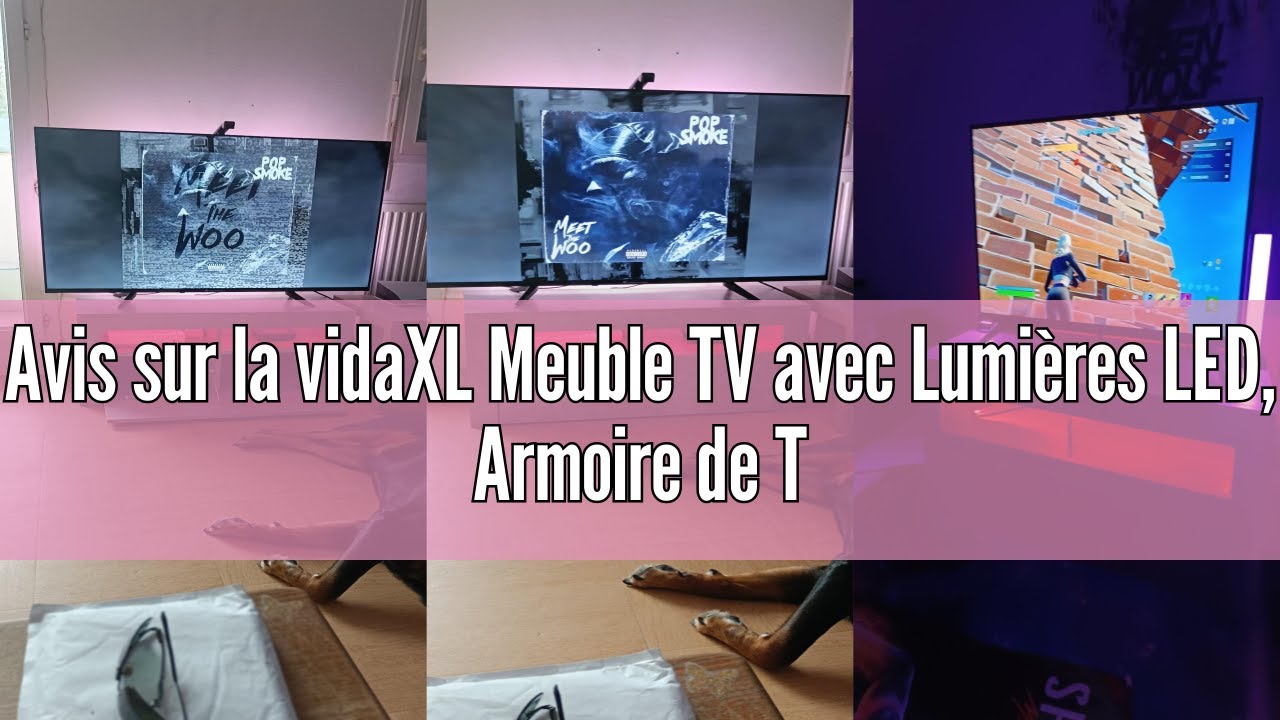 VidaXL Meuble TV Avec Lumières LED RGB - Armoire Télévision Moderne Noir 90x35x40 Cm