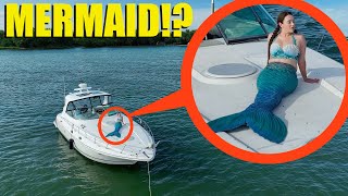 drone catches real little mermaid jump on our boat!