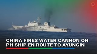 WATCH: China fires water cannon on PH ship en route to Ayungin | ABS-CBN News