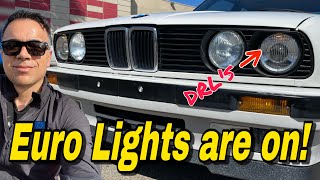 My E30 Gets New Headlights! | Euro headlights Installation #E30 #vintagecars #bmw