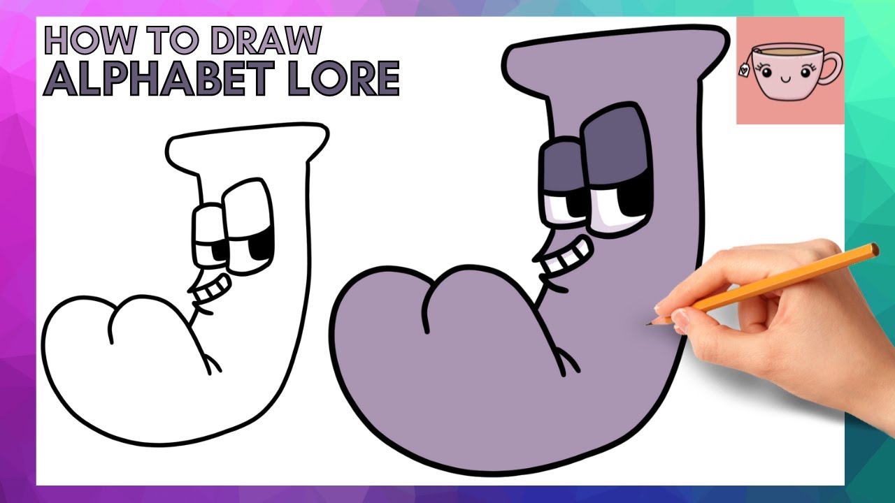 How to Draw J Uppercase from The Alphabet Lore (The Alphabet Lore