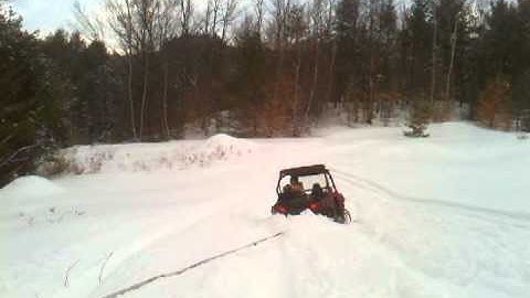 Polaris rzr in three feet of snow