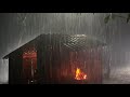 Sleep Instantly with Heavy Rain & Powerful Thunder Covering Pure Campfire in Ancient House at Night