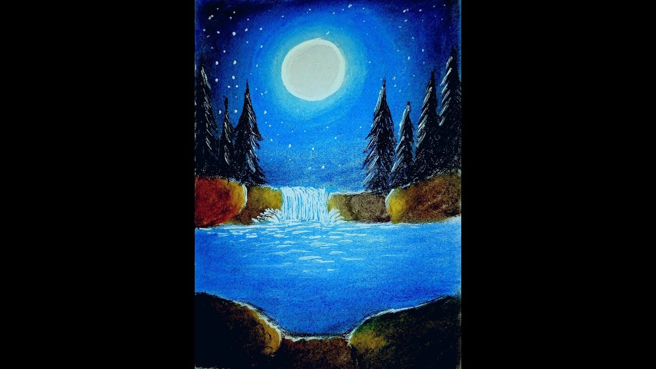 Featured image of post Moonlight Easy Night Scenery Drawing Painting