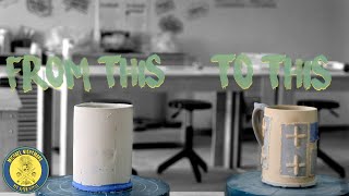 How to alter a slip cast mug using textured slabs of clay.