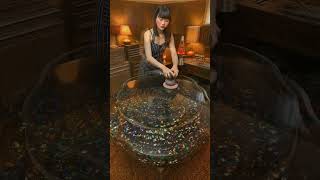 Holographic Spiral Epoxy Table ✨ Insane Sparkle Transformation!