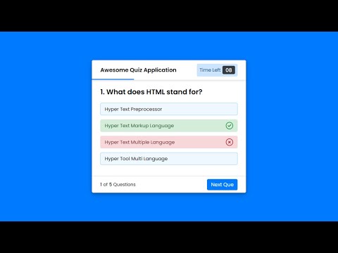 Create a Quiz App with Timer using HTML CSS & JavaScript | Quiz Web App using JavaScript