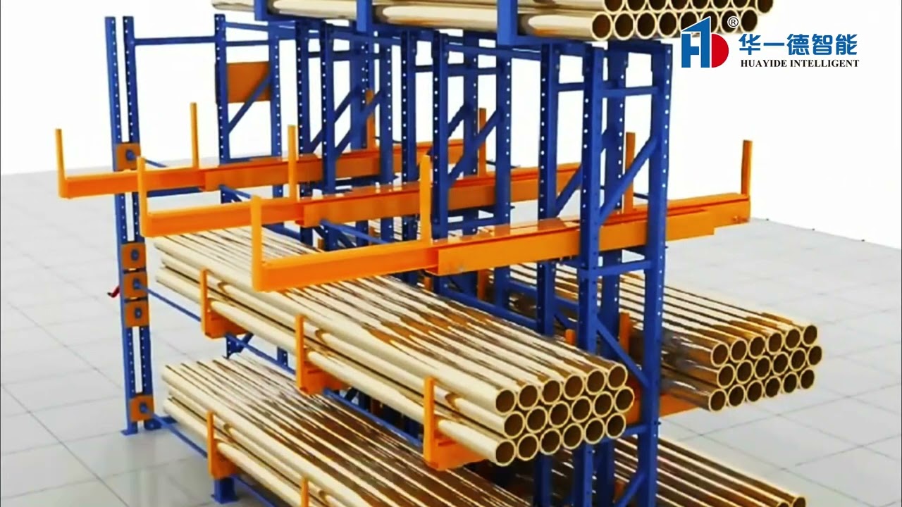 Electric Telescopic Cantilever Rack For Pipe Storage  Roll Out Cantilever Racking