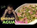 Healthy fast and delicious shrimp aguachile de camarones