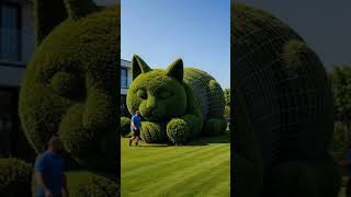 Turning an Empty Space Into a Sleeping Cat Topiary | #shorts