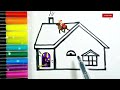How to draw and colour a house easy step by step