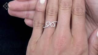 Diamond 2 Hearts Ring in 9K White Gold From Stellato Collection - E5044