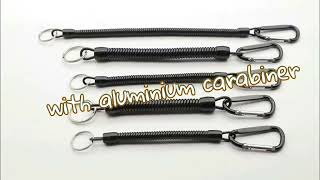 Multi-use Plastic Black Spring Key Coil Chains W/ Aluminum Carabiner