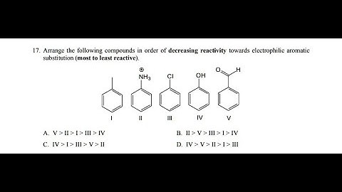 [Chemistry] Arrange the following compounds in order of decreasing reactivity towards electrophilic