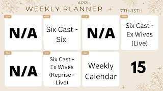 Weekly Calendar: April - Week 15
