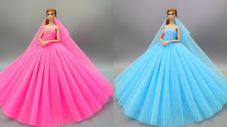 Barbie Elbise Yapımı | DIY |Dikişsiz kendin yap ~ 5 Dakikada hallet- Barbie Crafts