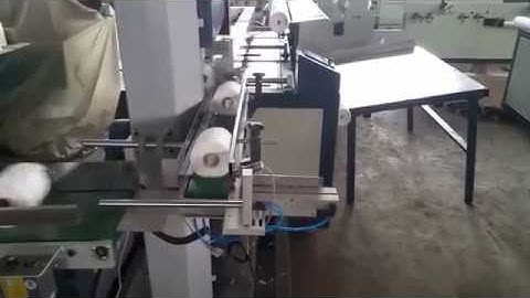 Full automatic small toilet paper roll cutting machine test in Ean factory