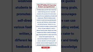 "The Role Of Feedback In Improving Student Learning Outcomes"