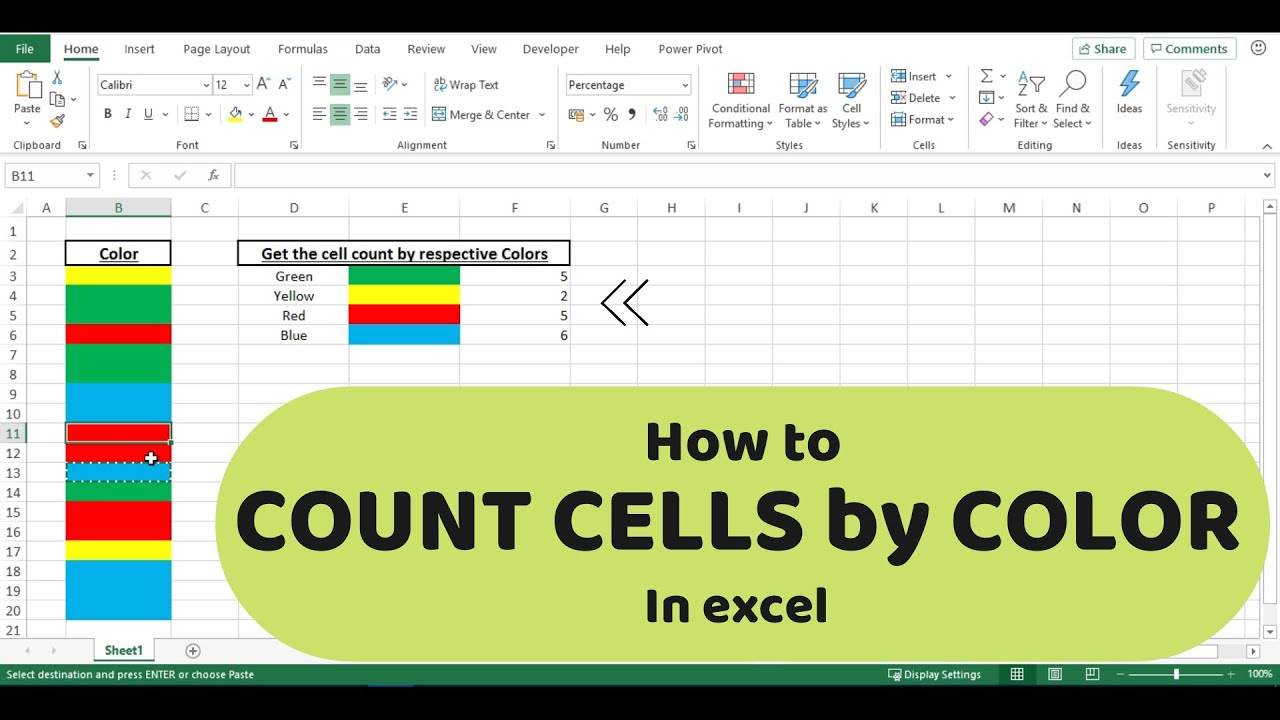 How to count cells based on color 🔴 Count colored cells in excel