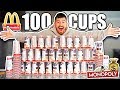 100 MCDONALD'S CUPS EXPERIMENT!! *MONOPOLY HALLOWEEN JACKPOT CHALLENGE*