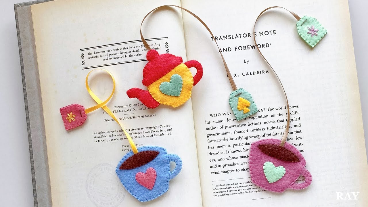 簡単可愛い ティーカップのブックマーカー しおり の作り方 フェルトで作る小物手芸 Diy Felt Tea Cup Bookmark Youtube