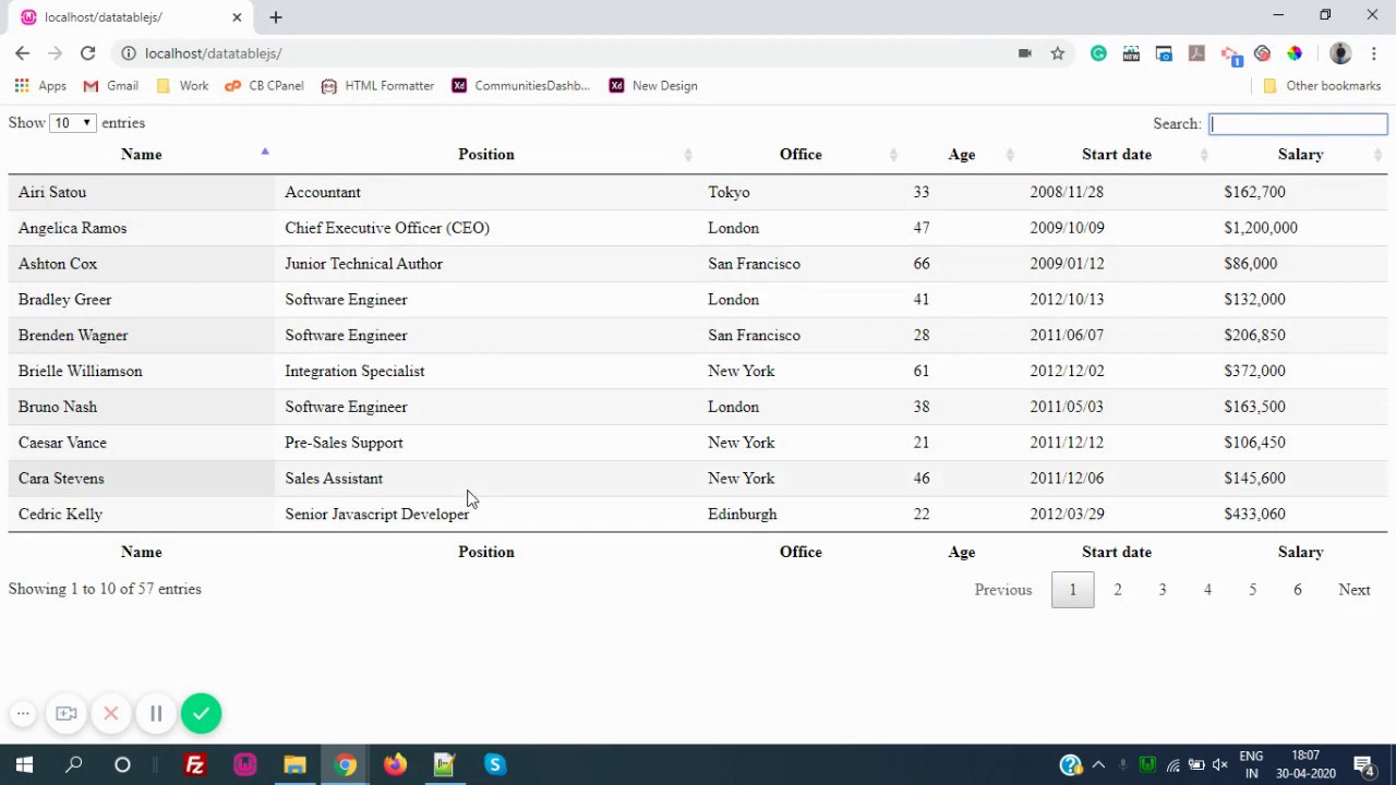 Jquery Datatable Date Column Sorting