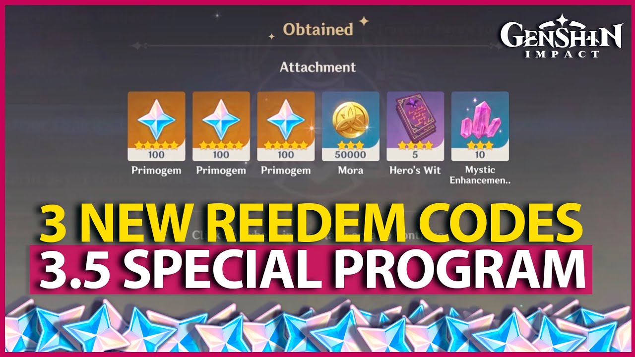 4 New Redemption Codes from 3.5 Special Program