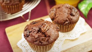 【基本のレシピ】しっとり濃厚♪「Wチョコレートマフィン」のレシピ・作り方