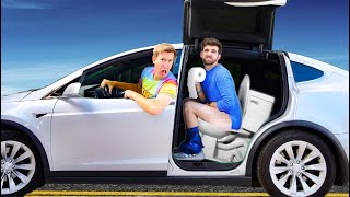 HOMELESS & LIVING in a TESLA for 24 HOURS!