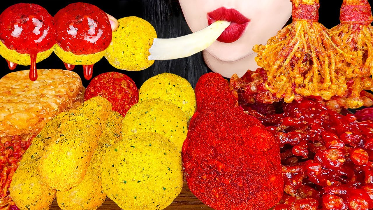ASMR CHEESE BALLS, SPICY ENOKI MUSHROOM, CHEETOS CHICKEN MOZZARELLA STICK COOKING&EATING MUKBANG 먹방