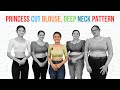 Princess cut deep neck blouse cutting tutorial  detailed guide by priya mg