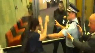 Exclusive: Protesters pepper-sprayed at Pyne presentation