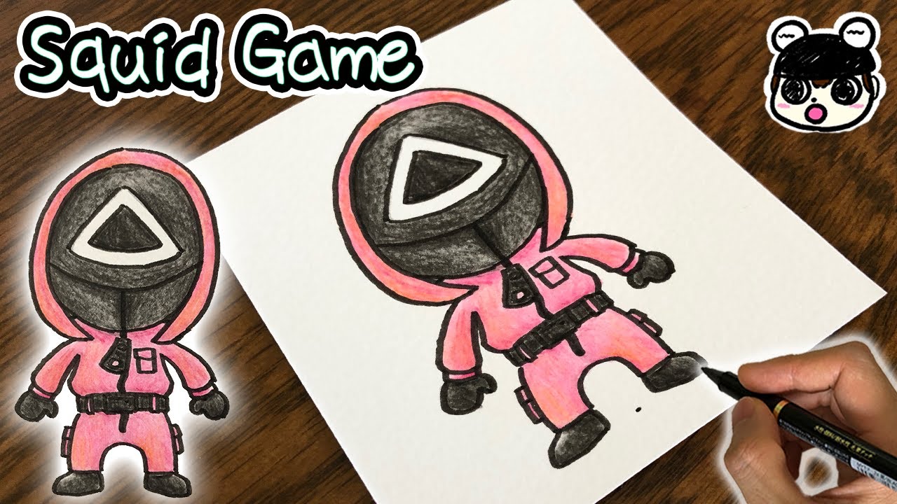 How To Draw Squid Game Pink Guard Worker Step By Step Youtube