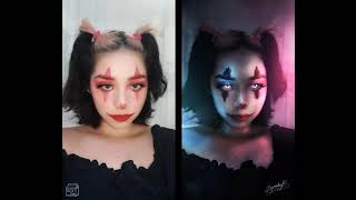 Turning her into a scary (kinda) clown | Photoshop manipulation