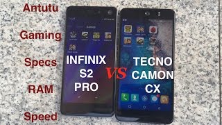 Infinix S2 Pro X522 Vs TECNO Camon CX: Specs, Speed Test, Benchmarking, Gaming And RAM Management.