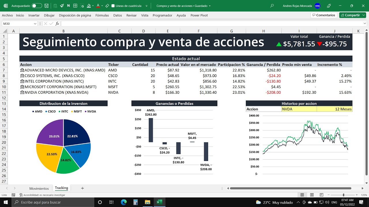 Cómo Hacer una Plantilla en Excel para Comprar y Vender Acciones Bursátiles  (Tracking en Línea) 💰📈📉 - YouTube