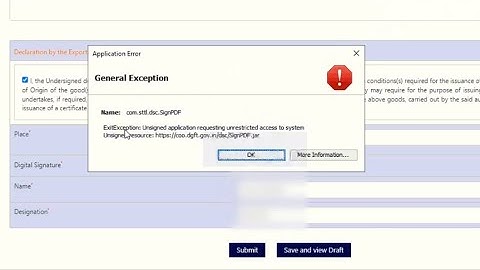 General Exception Unsigned application requesting unrestricted access yo system