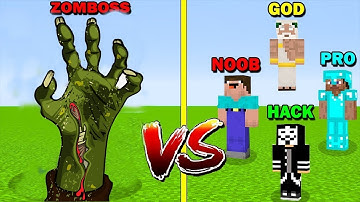 MINECRAFT BATTLE: CRAZY ZOMBOSS PLANTS VS ZOMBIES VS NOOB VS PRO VS HACKER VS GOD MINECRAFT TROLLING