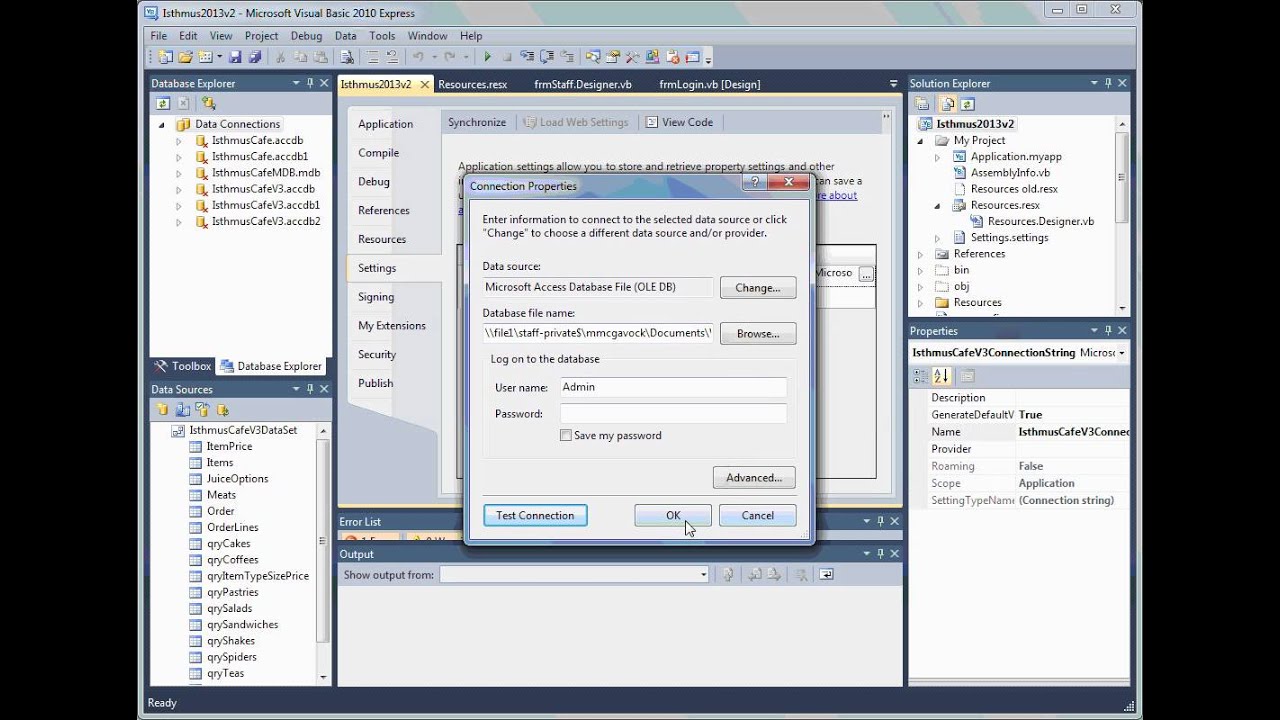 Changing Database Connection within a Vb project