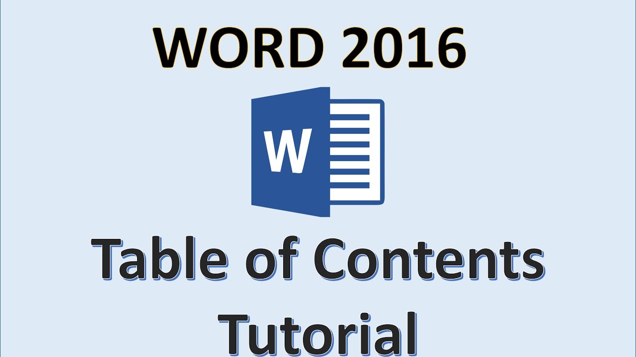 ms word 2016 table of contents