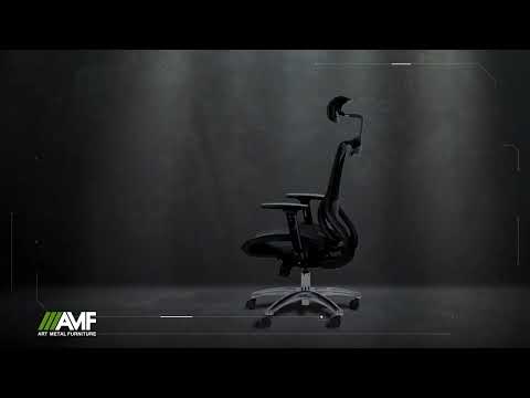 Ергономічне офісне крісло Coder Black Alum Grey з регулюванням підлокітників і підголівника для керівника та працівників AMF, видео 1